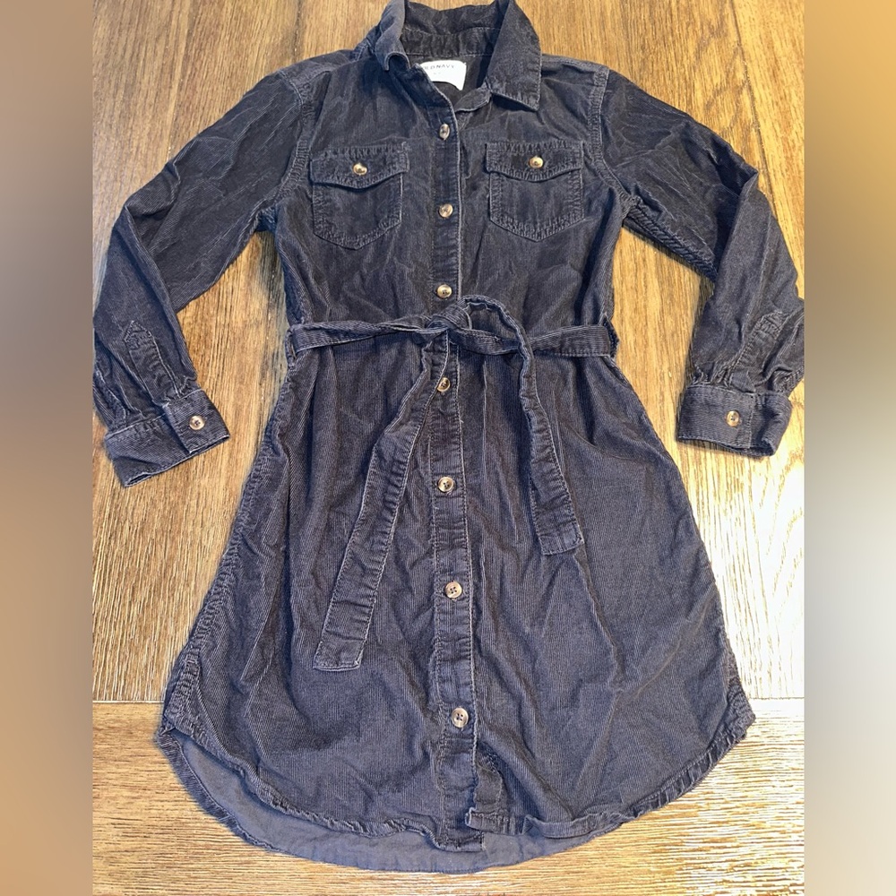 Girls Old Navy Navy Blue Corduroy Dress Size 8 Medium EUC